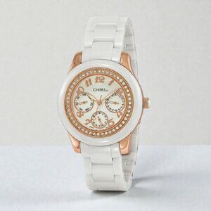Chisel Ladies White Dial Ceramic Watch
